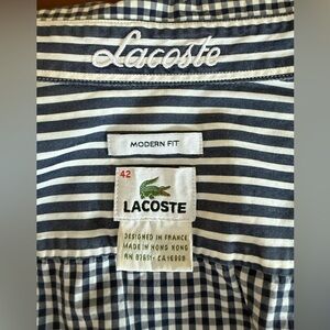 Lacoste Navy and White Striped button down